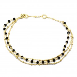 Brass Gold Plated Black Onyx Gemstone Bracelets- A1B-140