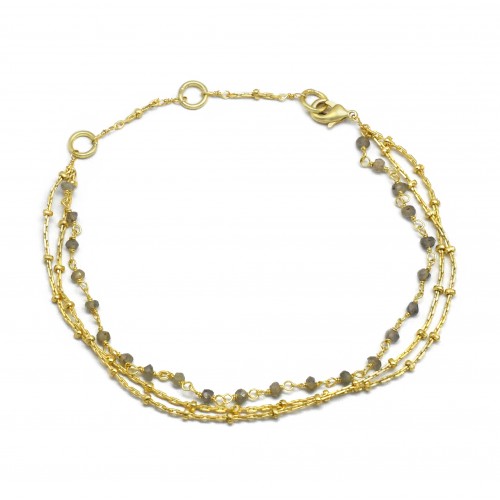 Brass Gold Plated Labradorite Gemstone Bracelets- A1B-140