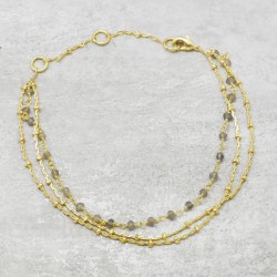 Brass Gold Plated Labradorite Gemstone Bracelets- A1B-140