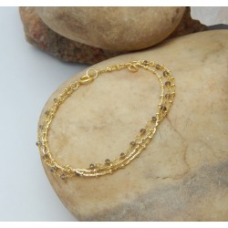 Brass Gold Plated Smoky Gemstone Bracelets- A1B-140