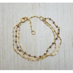 Brass Gold Plated Smoky Gemstone Bracelets- A1B-140