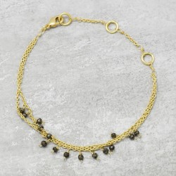Brass Gold Plated Pyrite Beads Gemstone Bracelets- A1B-165