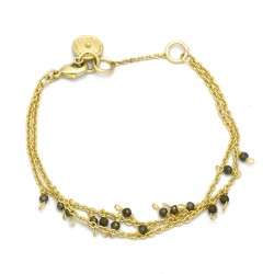 Brass Gold Plated Pyrite Beads Gemstone With Charms Bracelets- A1B-165