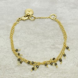 Brass Gold Plated Pyrite Beads Gemstone With Charms Bracelets- A1B-165