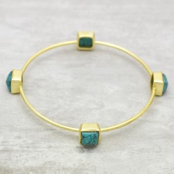 Brass Gold Plated Turquoise Gemstone Bangles- A1B-1720