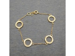 Brass Gold Plated 4 Round Metal Disc Chain Bracelets- A1B-1799