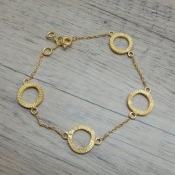 Brass Gold Plated 4 Round Metal Disc Chain Bracelets- A1B-1799