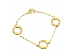 Brass Gold Plated 3 Round Disc Metal Chain Bracelets- A1B-1799