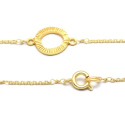 Brass Gold Plated 3 Round Disc Metal Chain Bracelets- A1B-1799