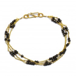 Brass Gold Plated Pyrite Gemstone Chain Bracelets- A1B-2021