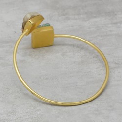 Brass Gold Plated Druzy Gemstone Adjustable Bangles- A1B-207