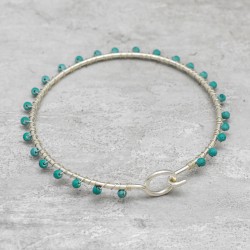 925 Sterling Silver Silver Plated Turquoise Gemstone Bracelets- A1B-351