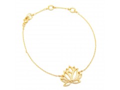 925 Sterling Silver Gold Plated Lotus Metal Bracelets- A1B-395
