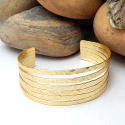 Brass Gold, Silver Plated Hammered Metal Adjustable Cuff Bangles- A1B-4018