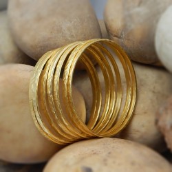 Brass Gold Oxidized Plated Hammered Metal Single Bangles- A1B-4019