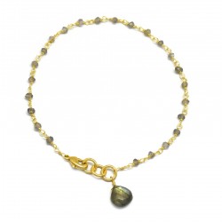 Brass Gold Plated Labradorite Gemstone Bracelets- A1B-410