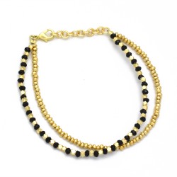 Brass Gold Plated Black Onyx Gemstone Bracelets- A1B-4130