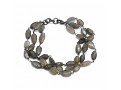 925 Sterling Silver Black Rhodium Plated Labradorite Gemstone Bracelets- A1B-4188