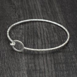 Brass Silver Plated Hammered Metal Bangles- A1B-4194