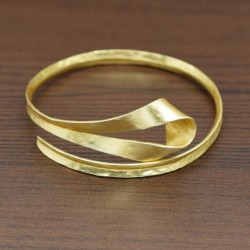 Brass Gold Plated Hammered Adjustable Bangles- A1B-4339