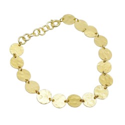 Brass Gold Plated Hammered Round Metal Disc Bracelets- A1B-4507
