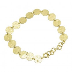 Brass Gold Plated Hammered Round Metal Disc Bracelets- A1B-4507