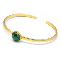 Brass Gold Plated Turquoise Gemstone Adjustable Bangles- A1B-5136