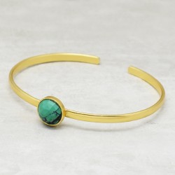 Brass Gold Plated Turquoise Gemstone Adjustable Bangles- A1B-5136
