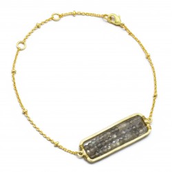 Brass Gold Plated Labradorite Gemstone Chain Bracelets- A1B-5155