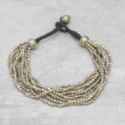 Brass Gold, Silver Plated Hand cut Metal Beads Bracelets- A1B-542