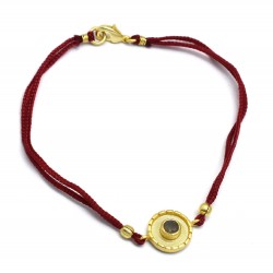 Brass Gold Plated Labradorite Gemstone With Red Thread Bracelets- A1B-5439