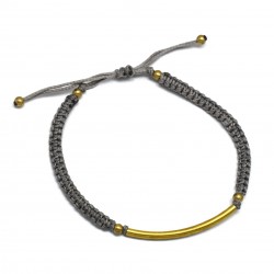 Brass Gold Plated Metal Beads, Pipe With Grey Thread Bracelets- A1B-551