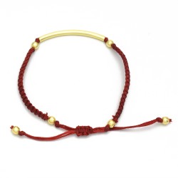 Brass Gold Plated Metal Beads, Pipe With Red Thread Bracelets- A1B-551