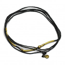 Brass Gold Plated Metal Pipe With Grey Thread Bracelets- A1B-555