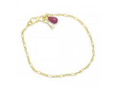 925 Sterling Silver Gold Plated Pink Quartz Gemstone Bracelets- A1B-7001