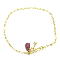 925 Sterling Silver Gold Plated Pink Quartz Gemstone Bracelets- A1B-7001