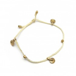 Brass Gold Plated Metal Charms With White Thread Bracelets- A1B-717