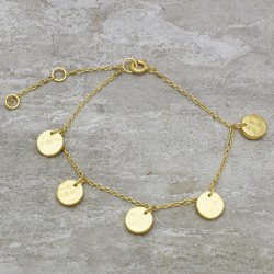 Brass Gold Plated Hammered Round Disc Chain Bracelets- A1B-722