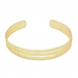 Brass Gold Plated Hammered Adjustable Bangles- A1B-8074