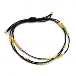 Brass Gold Plated metal Beads With Black Thread Bracelets- A1B-8093