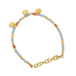 Brass Gold Plated Aqua Chalcedony Carnelian Gemstone Bracelets- A1B-8241