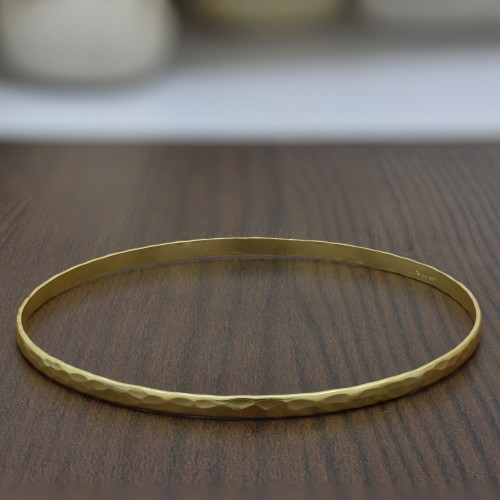 925 Sterling Silver Gold Plated Hammered Metal Bangles- A1B-8290