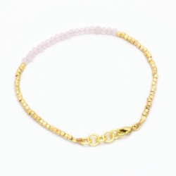 Brass Gold Plated Rose Quartz Gemstone Bracelets- A1B-8477
