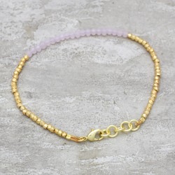 Brass Gold Plated Rose Quartz Gemstone Bracelets- A1B-8477
