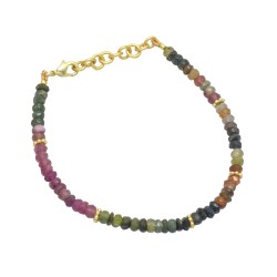 Brass Gold Plated Multi Tourmaline Beads Bracelets- A1B-8533