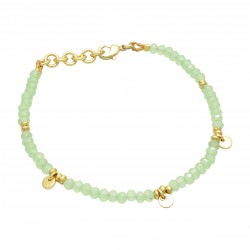 Brass Gold Plated Green Chalcedony Gemstone Bracelets- A1B-8538