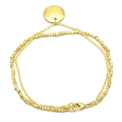Brass Gold Plated Metal Beads With Metal Disc Bracelets- A1B-8763