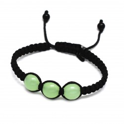 Black Thread Prehnite, Black Onyx Gemstone Adjustable Bracelets- A1B-90074