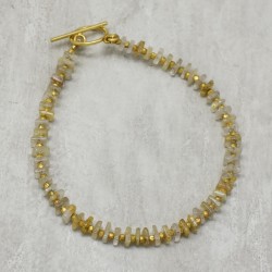 Brass Gold Plated Golden Rutile Gemstone Bracelets- A1B-9203