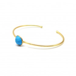 Brass Gold Plated Turquoise Gemstone Adjustable Bangles- A1B-9286